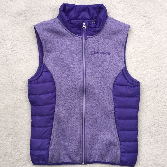 Free Country Purple Outdoor Skii Puffer Vest Warm Ribbed Girls Large 14/16 - Picture 1 of 5